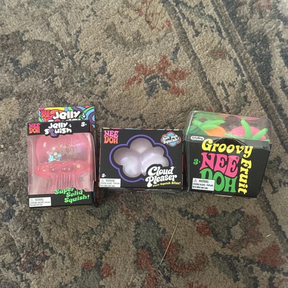 Authentic Schylling NeeDoh Lot Jelly Squish Cloud Pleaser Groovy Fruit HTF New